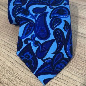 PAUL SMITH Blue Paisley Silk Neck Tie